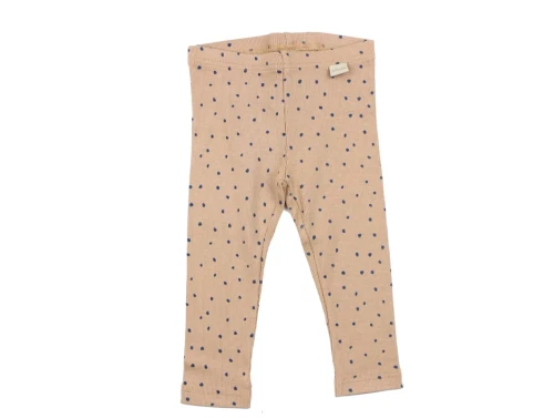 Petit Piao café rose/denim blue dot legging modal